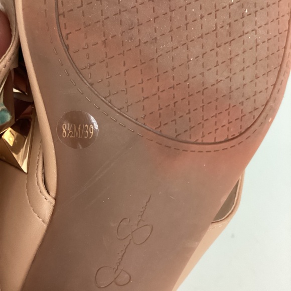 Jessica Simpson Criss Cross Creme Slide Studded Sandals Size 8.5M /39 - Picture 9 of 10